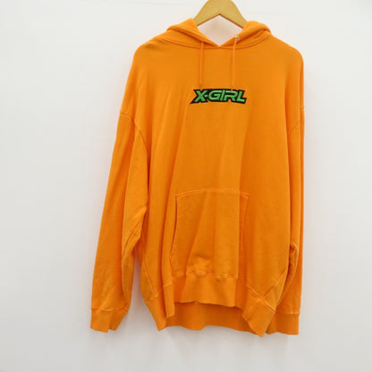 X-girl | エックスガール 3D EMBROIDERY LOGO SWEAT HOODIE パーカー 105224012016 オレンジ サイズ：L【瀬戸大橋店】