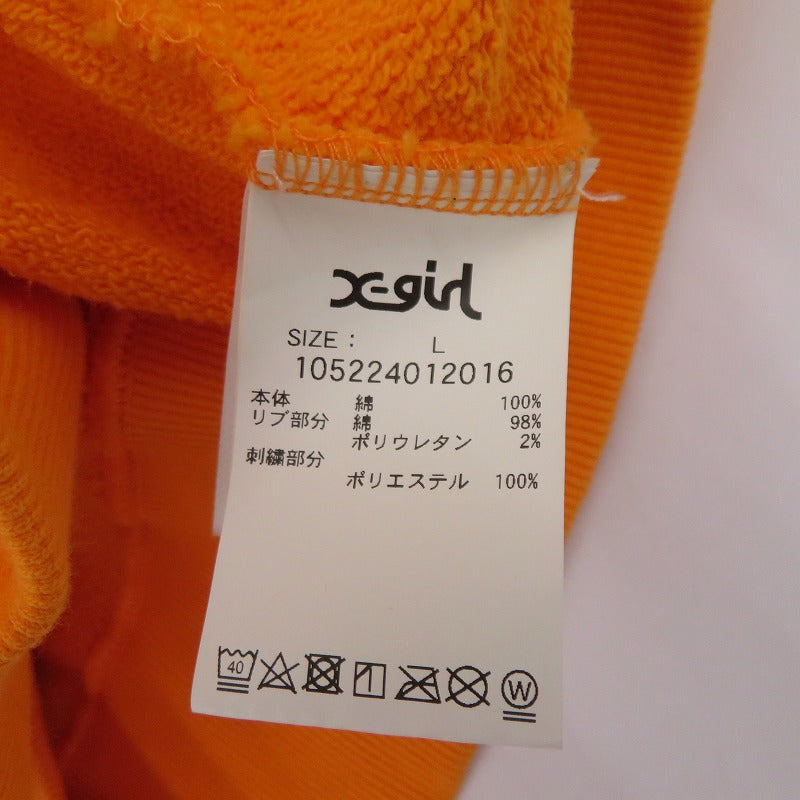 X-girl | エックスガール 3D EMBROIDERY LOGO SWEAT HOODIE パーカー 105224012016 オレンジ サイズ：L【瀬戸大橋店】