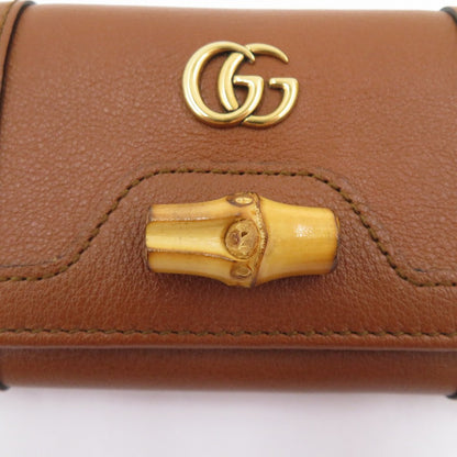 GUCCI | グッチ GGマーモント ダイアナ バンブー コンパクトウォレット 三つ折り財布 658633・2149 ブラウン【瀬戸大橋店】