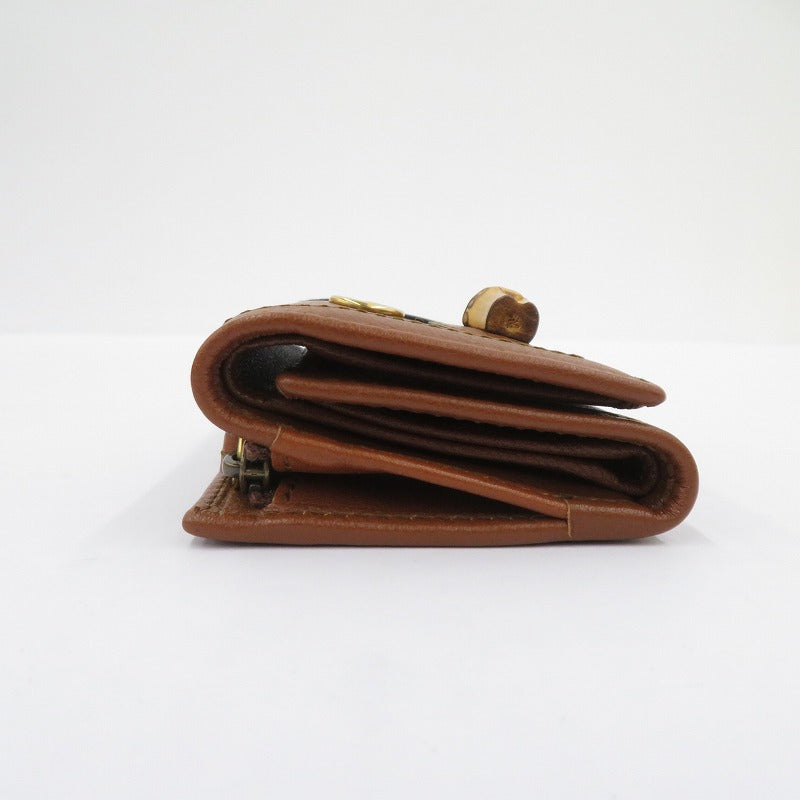 GUCCI | グッチ GGマーモント ダイアナ バンブー コンパクトウォレット 三つ折り財布 658633・2149 ブラウン【瀬戸大橋店】