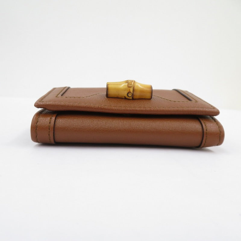 GUCCI | グッチ GGマーモント ダイアナ バンブー コンパクトウォレット 三つ折り財布 658633・2149 ブラウン【瀬戸大橋店】