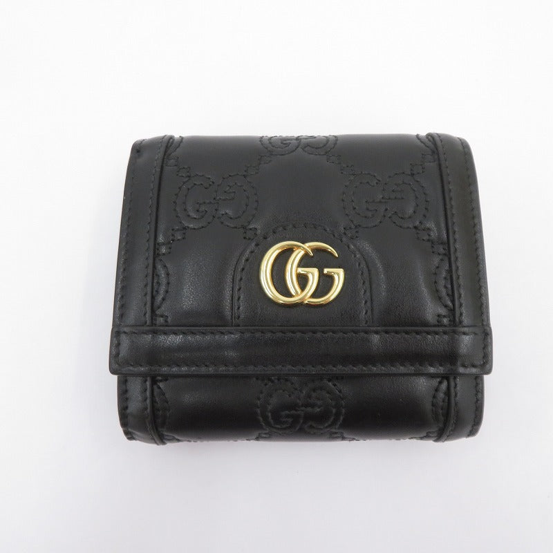 GUCCI | グッチ GGマトラッセ カードケースウォレット 二つ折り財布 723799・2184 ブラック【瀬戸大橋店】