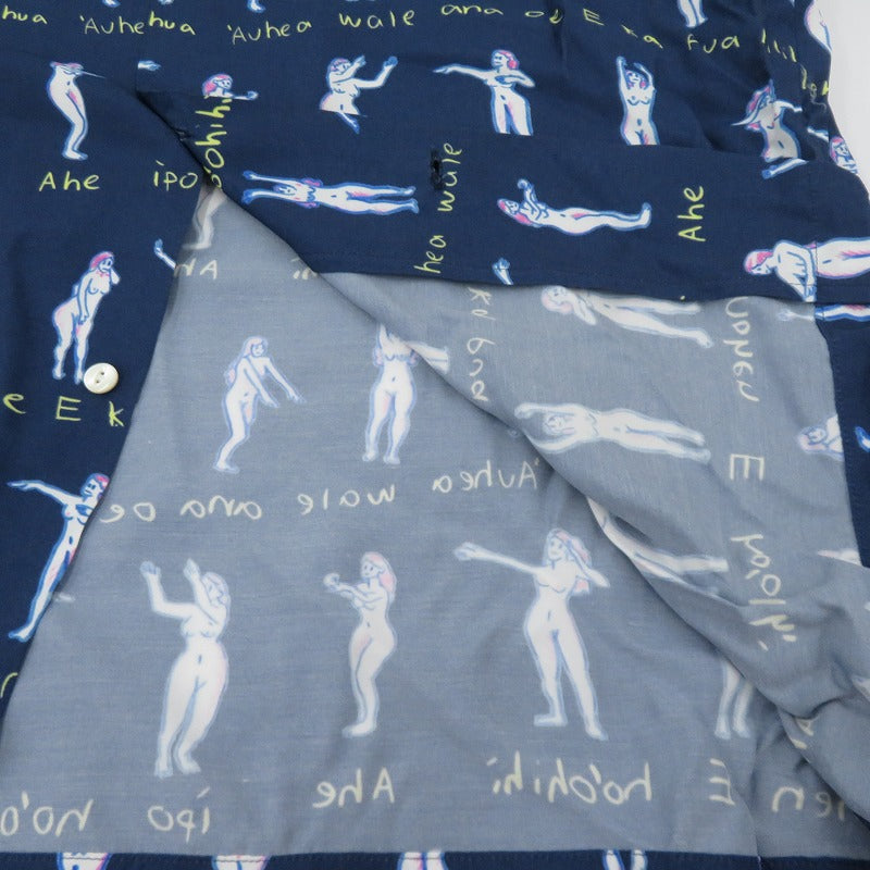 Aloha Rug × Takeru Amano アロハ 総柄 半袖シャツ AR19SH01 ブルー サイズ：L【瀬戸大橋店】