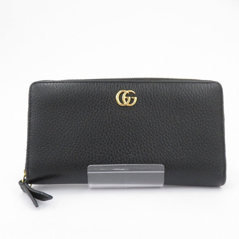 GUCCI | グッチ GGマーモント ダブルG ジップアラウンドウォレット 長財布 456117・0416 ブラック【瀬戸大橋店】