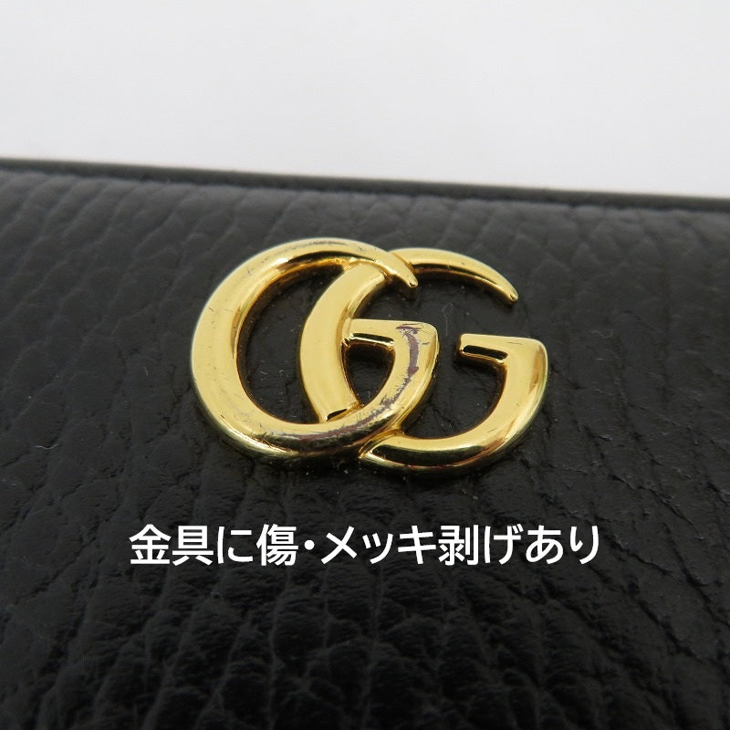 GUCCI | グッチ GGマーモント ダブルG ジップアラウンドウォレット 長財布 456117・0416 ブラック【瀬戸大橋店】