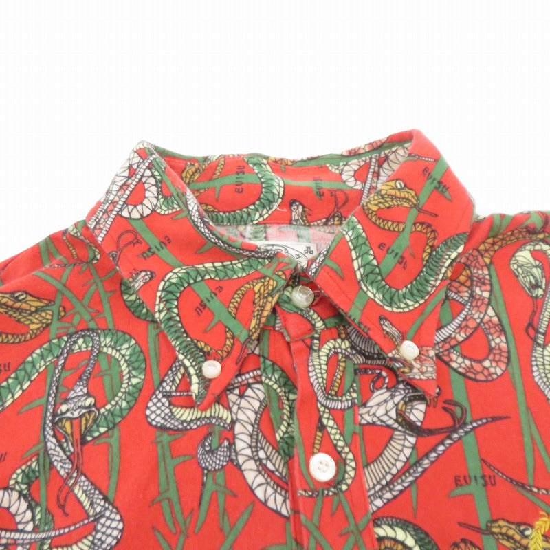 EVISU | エヴィス 蛇総柄 長袖 ポロシャツ レッド サイズ：42【瀬戸大橋店】