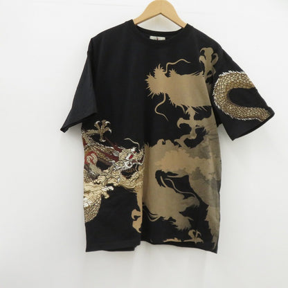 古都古都×絡繰魂/粋/月光龍群/豪華刺繍Tシャツ 半袖Ｔシャツ B242093 ブラック サイズ：XL【瀬戸大橋店】