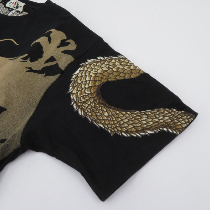 古都古都×絡繰魂/粋/月光龍群/豪華刺繍Tシャツ 半袖Ｔシャツ B242093 ブラック サイズ：XL【瀬戸大橋店】