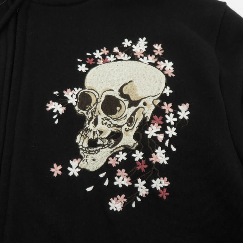古都古都/がしゃ髑髏柄刺繍和柄パーカー パーカー KTPK-004 ブラック サイズ：XL【瀬戸大橋店】