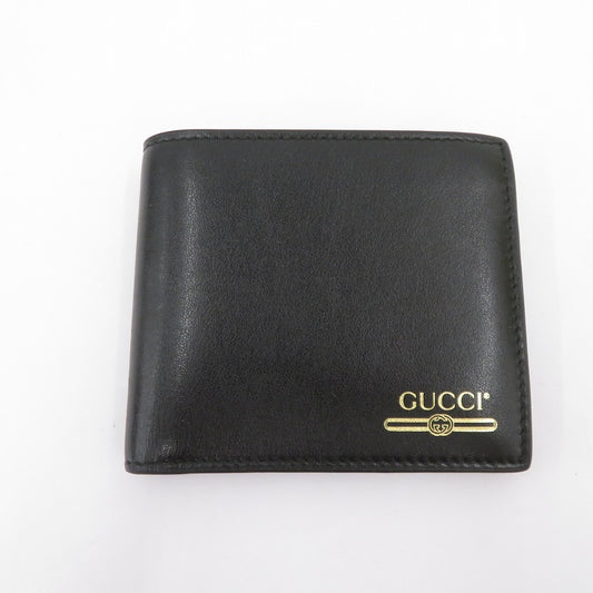 GUCCI | グッチ ヴィンテージロゴプリント カーフスキン 二つ折り財布 547586・493075 ブラック【瀬戸大橋店】