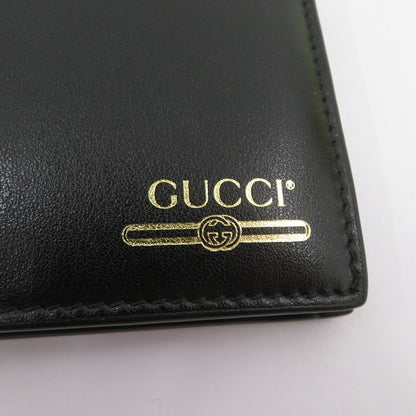 GUCCI | グッチ ヴィンテージロゴプリント カーフスキン 二つ折り財布 547586・493075 ブラック【瀬戸大橋店】