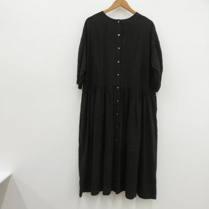 nest Robe | ネストローブ ヘンプバルーンスリーブ ワンピース 01212-1193 ブラック サイズ：FreeSize【瀬戸大橋店】