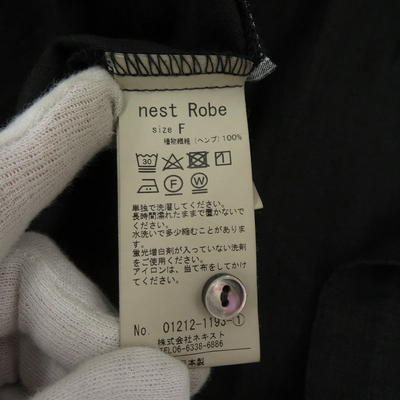 nest Robe | ネストローブ ヘンプバルーンスリーブ ワンピース 01212-1193 ブラック サイズ：FreeSize【瀬戸大橋店】