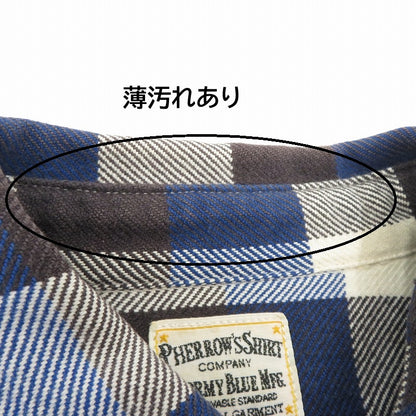 PHERROWS | フェローズ ヘビーネルシャツ チェック柄 長袖シャツ ブルー サイズ：38【瀬戸大橋店】