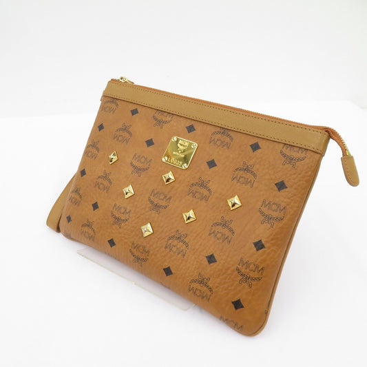 MCM | エム・シー・エム ヴィセトス スタッズ クラッチバッグ MXZ4AVE82CO001 ブラウン【瀬戸大橋店】
