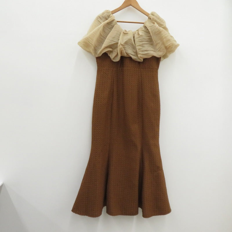 LEJA 2WAYオフショルダーパフスリーブマーメイドワンピース ワンピース LJES322242 ブラウン サイズ：L【瀬戸大橋店】