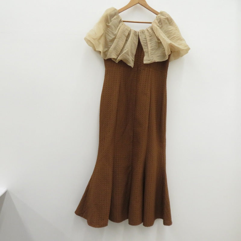 LEJA 2WAYオフショルダーパフスリーブマーメイドワンピース ワンピース LJES322242 ブラウン サイズ：L【瀬戸大橋店】