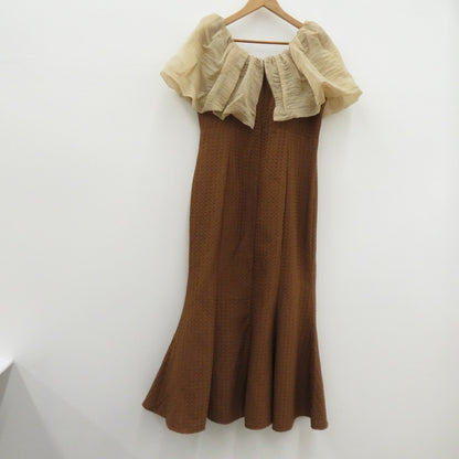 LEJA 2WAYオフショルダーパフスリーブマーメイドワンピース ワンピース LJES322242 ブラウン サイズ：L【瀬戸大橋店】