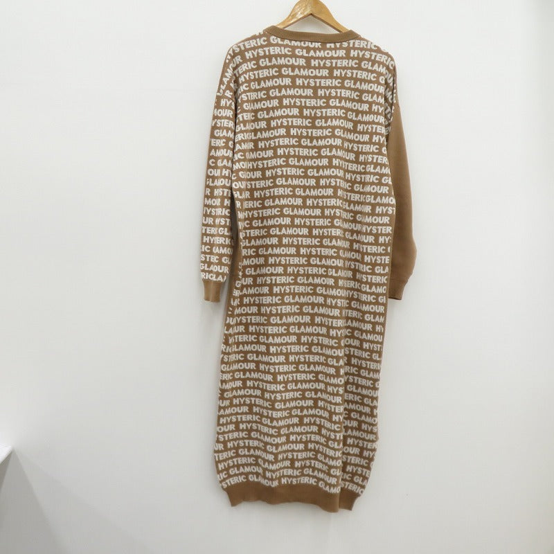HYSTERIC GLAMOUR | ヒステリックグラマー HYS LOGO柄 ジャガードワンピース ワンピース 01211NO01 ブラウン サイズ：FreeSize【瀬戸大橋店】