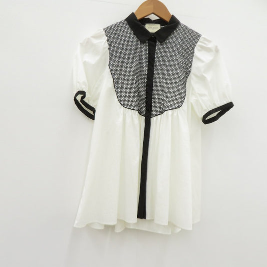 UNITED ARROWS | ユナイテッドアローズ エンブロイダリーコンビ ショートスリーブブラウス ブラウス 1516-162-1577 ホワイト サイズ：不明【瀬戸大橋店】