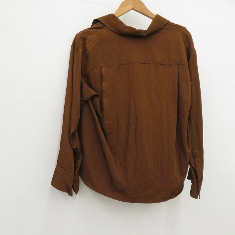 MACPHEE | マカフィー レーヨンナイロンカルゼ スキッパーシャツ 長袖シャツ 12-01-54-01331 ブラウン サイズ：36【瀬戸大橋店】