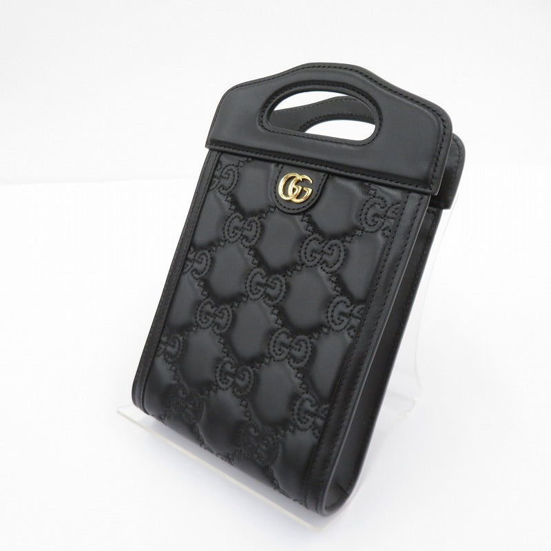 GUCCI | グッチ GGマトラッセ ミニトップハンドルバッグ ショルダーバッグ 723776・525040 ブラック【瀬戸大橋店】