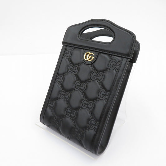 GUCCI | グッチ GGマトラッセ ミニトップハンドルバッグ ショルダーバッグ 723776・525040 ブラック【瀬戸大橋店】