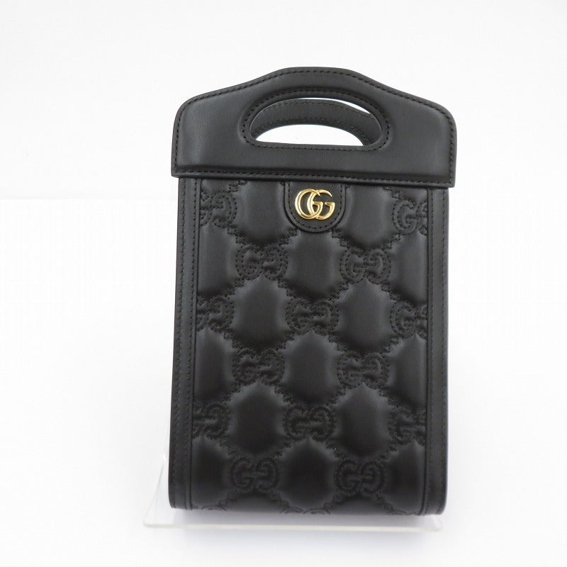 GUCCI | グッチ GGマトラッセ ミニトップハンドルバッグ ショルダーバッグ 723776・525040 ブラック【瀬戸大橋店】