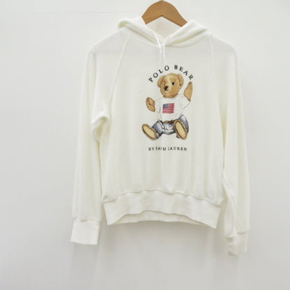 POLO RALPH LAUREN | ポロ・ラルフローレン シュランケン フィット Polo ベア テリー フーディ パーカー 100091017 ホワイト サイズ：XS【瀬戸大橋店】
