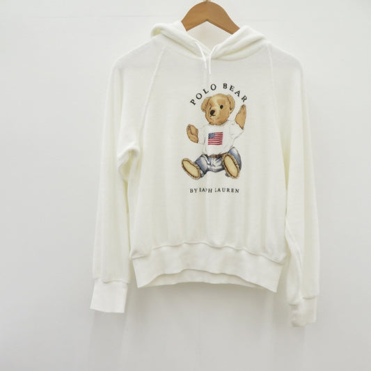 POLO RALPH LAUREN | ポロ・ラルフローレン シュランケン フィット Polo ベア テリー フーディ パーカー 100091017 ホワイト サイズ：XS【瀬戸大橋店】