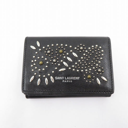 SAINT LAURENT | サンローラン ペイズリー スタッズ 三つ折り財布 506856・1118 ブラック【瀬戸大橋店】