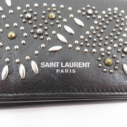 SAINT LAURENT | サンローラン ペイズリー スタッズ 三つ折り財布 506856・1118 ブラック【瀬戸大橋店】