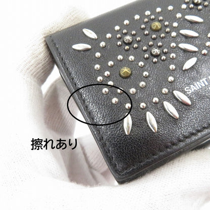SAINT LAURENT | サンローラン ペイズリー スタッズ 三つ折り財布 506856・1118 ブラック【瀬戸大橋店】