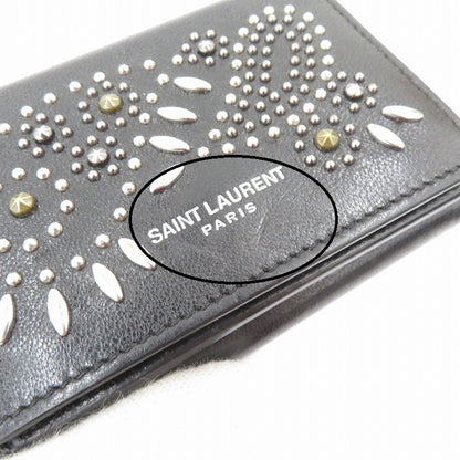 SAINT LAURENT | サンローラン ペイズリー スタッズ 三つ折り財布 506856・1118 ブラック【瀬戸大橋店】