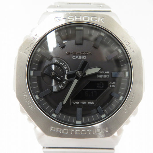 G-SHOCK | ジーショック FULL METAL アナデジ 電波ソーラー 腕時計 GM-B2100SD-1AJF シルバー 文字盤ブラック【瀬戸大橋店】