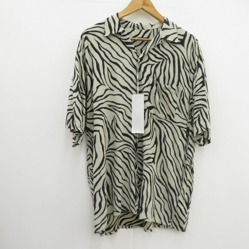 COMOLI | コモリ ZEBRA ゼブラ オープンカラーシャツ 半袖シャツ D01-02013 ベージュ × ブラック サイズ：2【瀬戸大橋店】