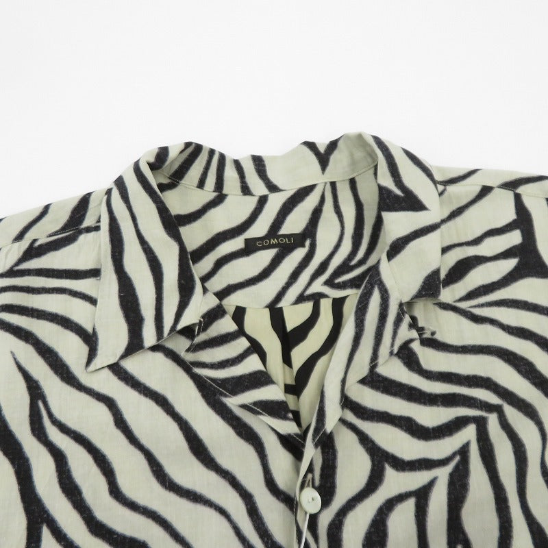 COMOLI | コモリ ZEBRA ゼブラ オープンカラーシャツ 半袖シャツ D01-02013 ベージュ × ブラック サイズ：2【瀬戸大橋店】