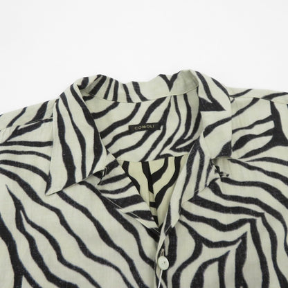 COMOLI | コモリ ZEBRA ゼブラ オープンカラーシャツ 半袖シャツ D01-02013 ベージュ × ブラック サイズ：2【瀬戸大橋店】