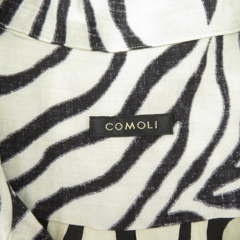 COMOLI | コモリ ZEBRA ゼブラ オープンカラーシャツ 半袖シャツ D01-02013 ベージュ × ブラック サイズ：2【瀬戸大橋店】