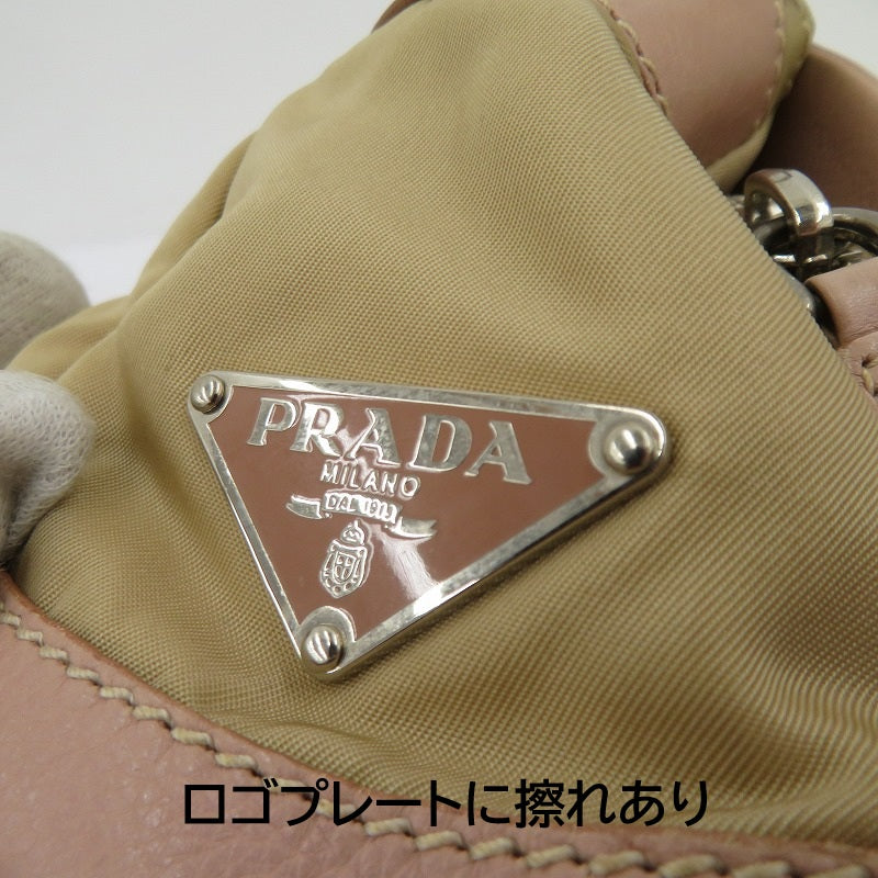 PRADA | プラダ ナイロン×レザー トライアングルロゴ ショルダーバッグ BR2417 ベージュ【瀬戸大橋店】