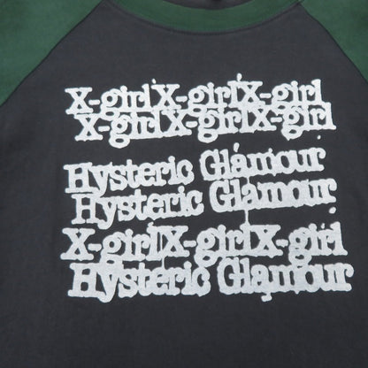 X-girl | エックスガール L/S RAGLAN COMPACT TOP 長袖Ｔシャツ 105244013006 グレー × グリーン サイズ：M【瀬戸大橋店】