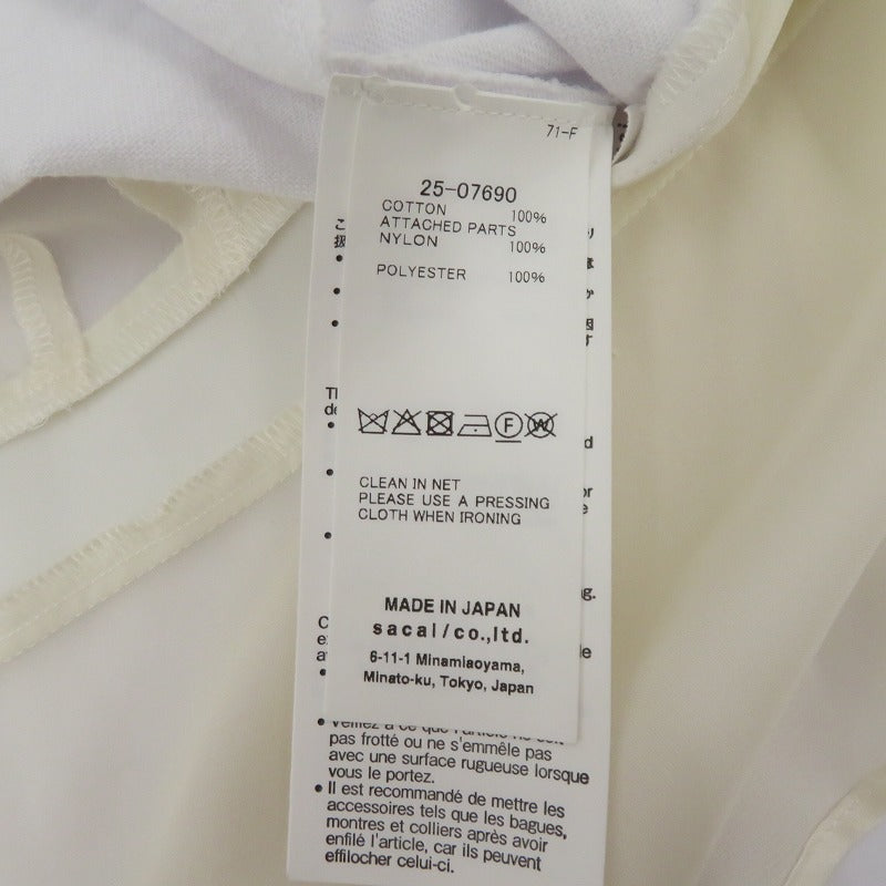 Sacai | サカイ Nylon Twill Mix Cotton Jersey Tee カットソー 25-07690 ホワイト サイズ：2【瀬戸大橋店】