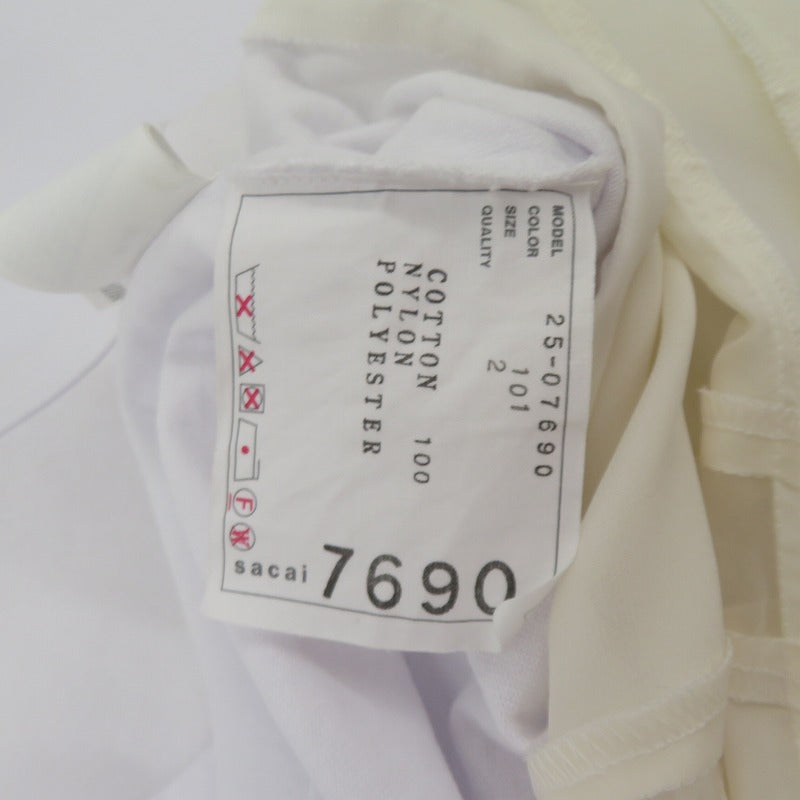 Sacai | サカイ Nylon Twill Mix Cotton Jersey Tee カットソー 25-07690 ホワイト サイズ：2【瀬戸大橋店】