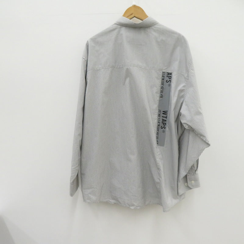 W)TAPS | ダブルタップス BD 01 / LS / CTPL. Broadcloth. Textile. Coolmax. 長袖シャツ 241TQDT-SHM01 グレー サイズ：3【瀬戸大橋店】
