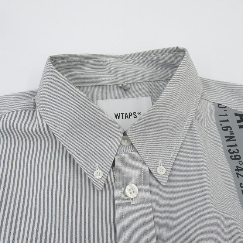 W)TAPS | ダブルタップス BD 01 / LS / CTPL. Broadcloth. Textile. Coolmax. 長袖シャツ 241TQDT-SHM01 グレー サイズ：3【瀬戸大橋店】