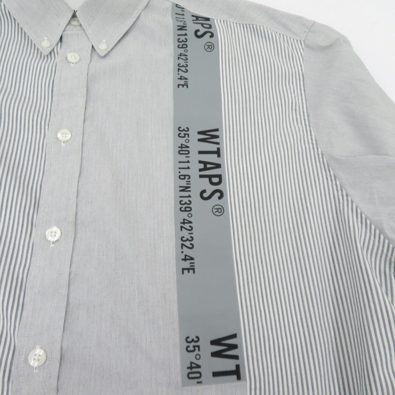 W)TAPS | ダブルタップス BD 01 / LS / CTPL. Broadcloth. Textile. Coolmax. 長袖シャツ 241TQDT-SHM01 グレー サイズ：3【瀬戸大橋店】