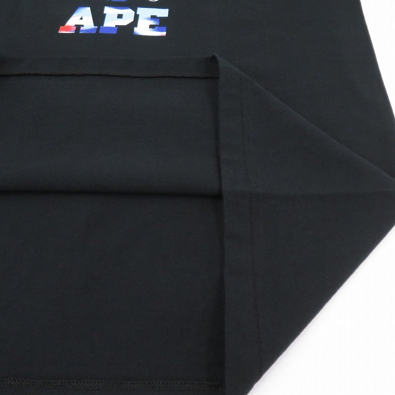 A BATHING APE | アベイシングエイプ Screen Camo College Tee 半袖Ｔシャツ 001TEM301038M/0ZXTEM038101Q ブラック サイズ：M【瀬戸大橋店】