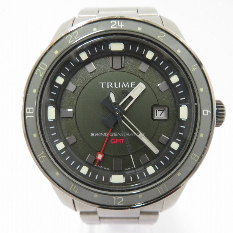 TRUME L Collection Break Line SWING GENERATOR アナログ自動巻き 腕時計 TR-ME2007X グリーン × シルバー 文字盤カーキグリーン【瀬戸大橋店】
