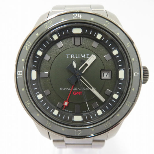 TRUME L Collection Break Line SWING GENERATOR アナログ自動巻き 腕時計 TR-ME2007X グリーン × シルバー 文字盤カーキグリーン【瀬戸大橋店】