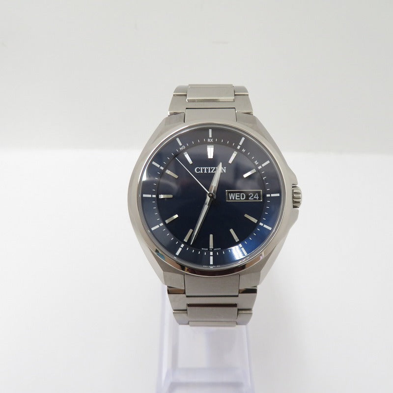 CITIZEN | シチズン ATTESA アナログ 電波ソーラー 腕時計 AT6050-54L シルバー 文字盤ネイビー【瀬戸大橋店】